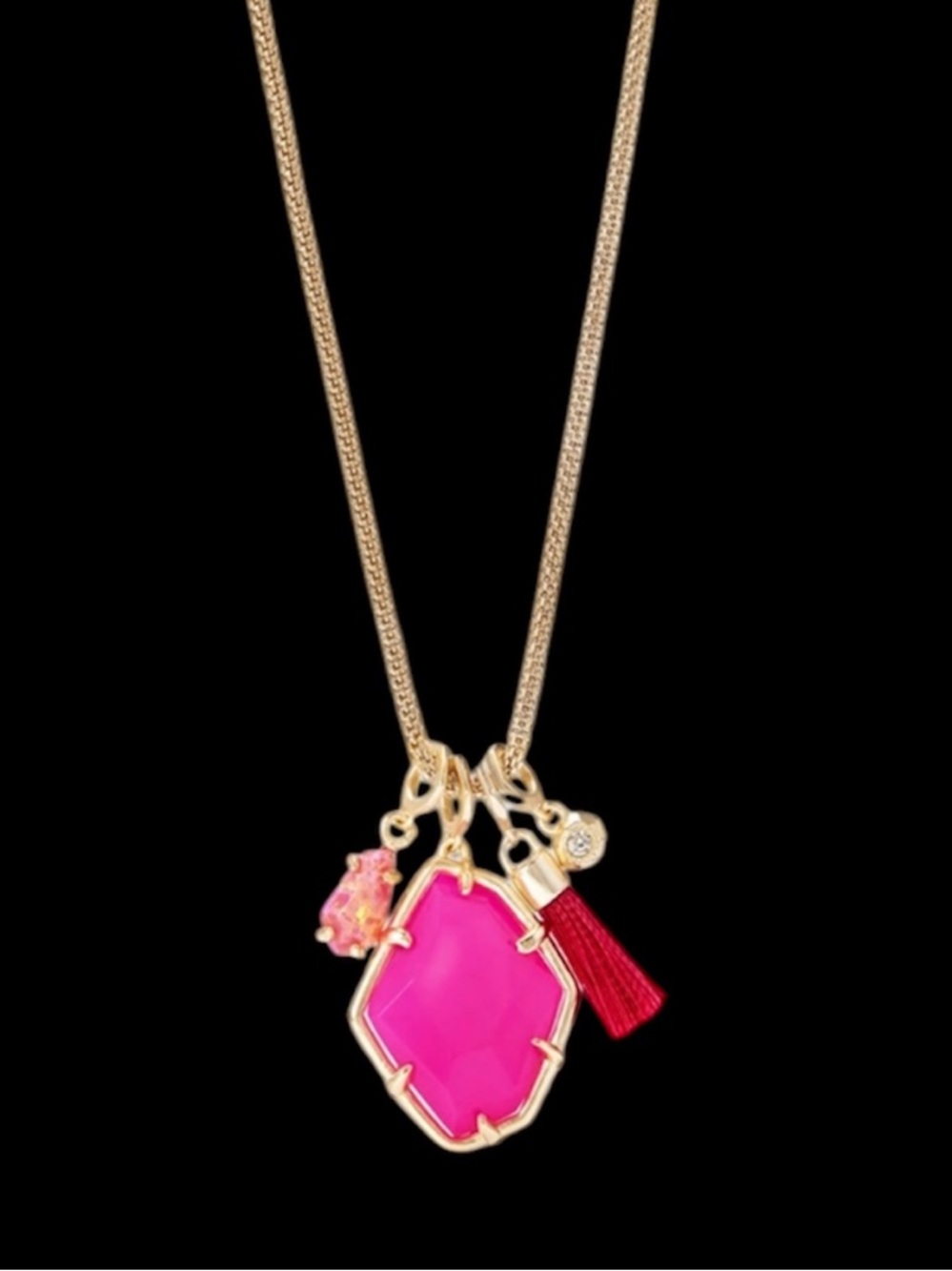 Kendra Scott Hailey Gold Charm Necklace in Pink Agate